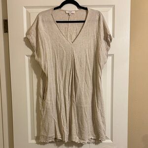 Umgee USA Beige Boho Linen Mini dress